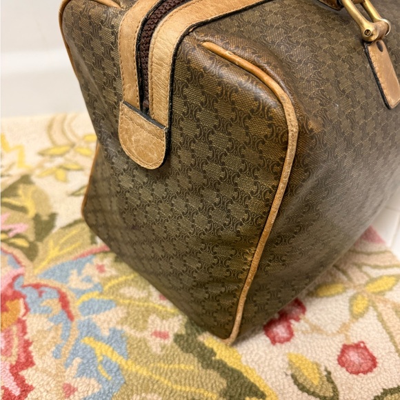 Vintage CELINE Macadam Top Handle 24 H Travel Bag Boston - Brown Printed Canvas - Picture 7 of 16